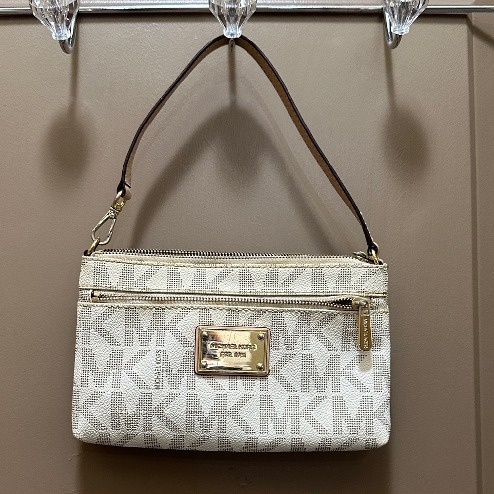 Michael Kors Beige Logo Wristlet